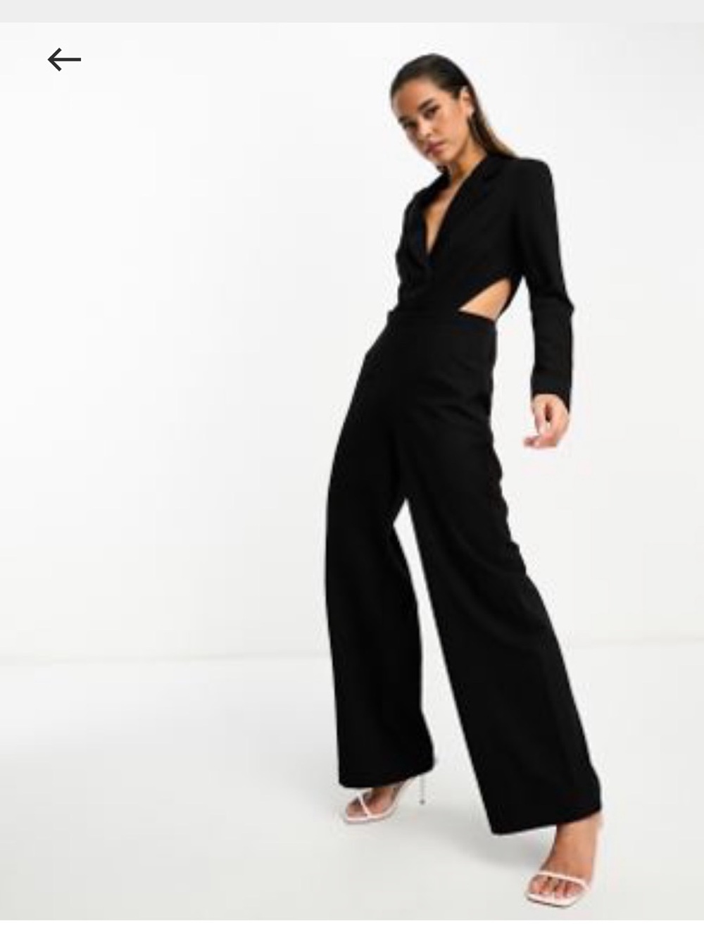 Black Waist Cutout Wide-Leg Jumpsuit